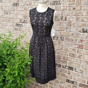 NWT Peck & Peck Lace Fit n Flare Dress Black 6